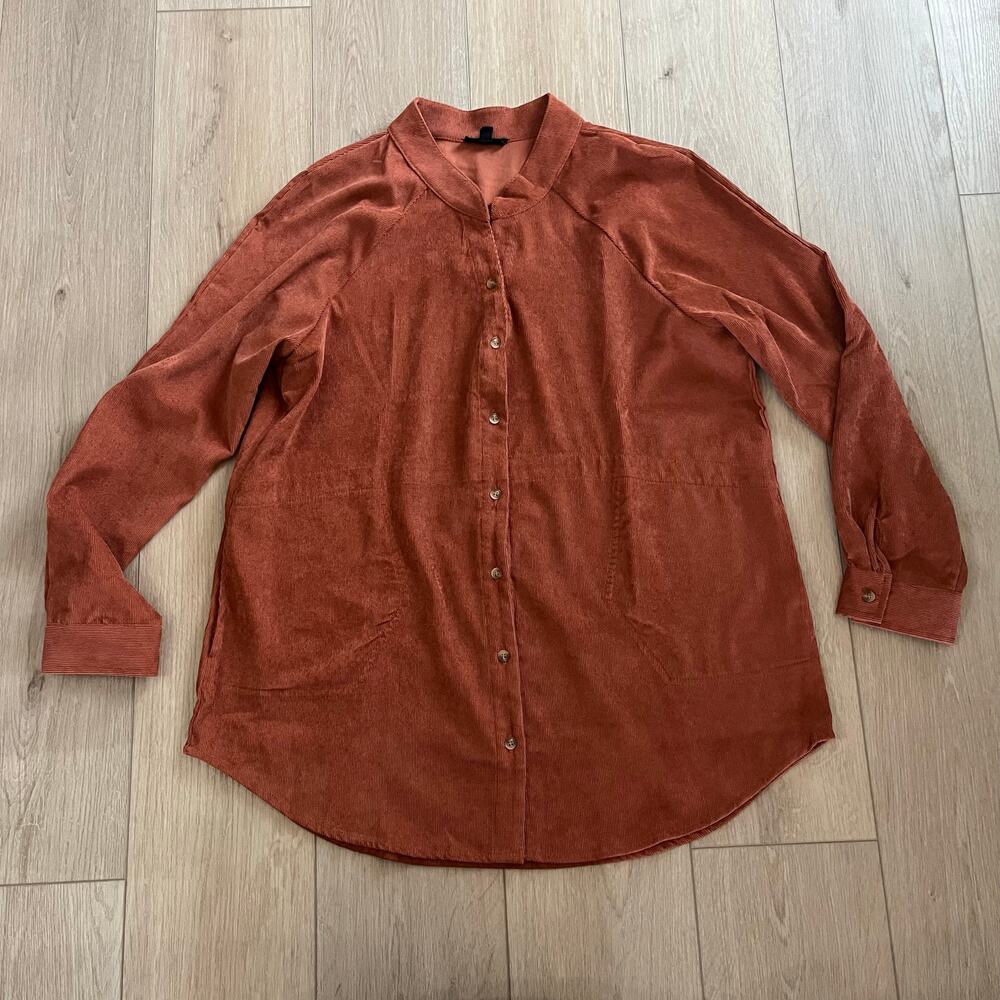 Blu Pepper Women’s Terracotta Corduroy Button Down Size L